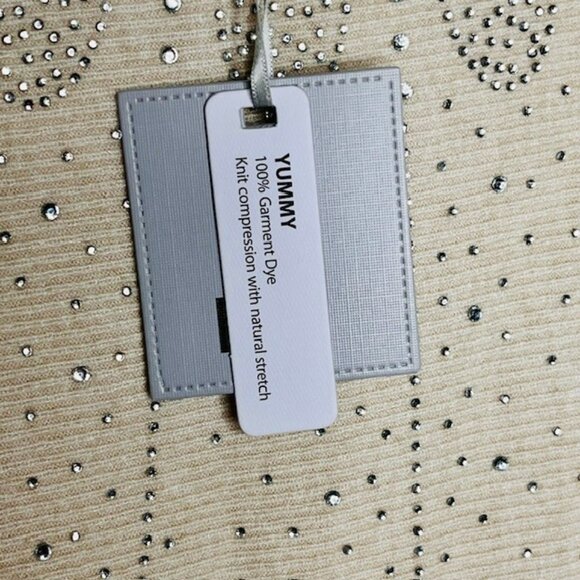 Liv Milano YUMMY Pullover Rhinestone Studded Knit Sweater - Ivory - M - Picture 8 of 10